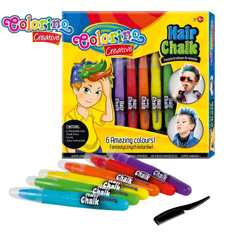 Zestaw pasteli kredkowych KIDS do włosów Boys 6szt. COLORINO