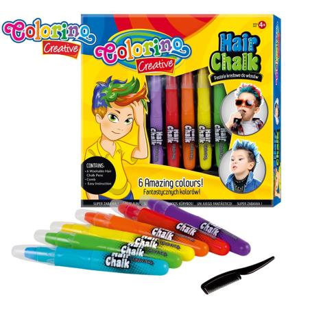 Zestaw pasteli kredkowych KIDS do włosów Boys 6szt. COLORINO