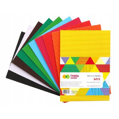 Tektura falista mix A4 10ark. 10 kolorów HAPPY COLOR