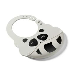 Silikonowy śliniak z regulowanym zapięciem SZARY