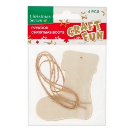 Ozdoba BN drewniany Bucik zawieszka 4szt.