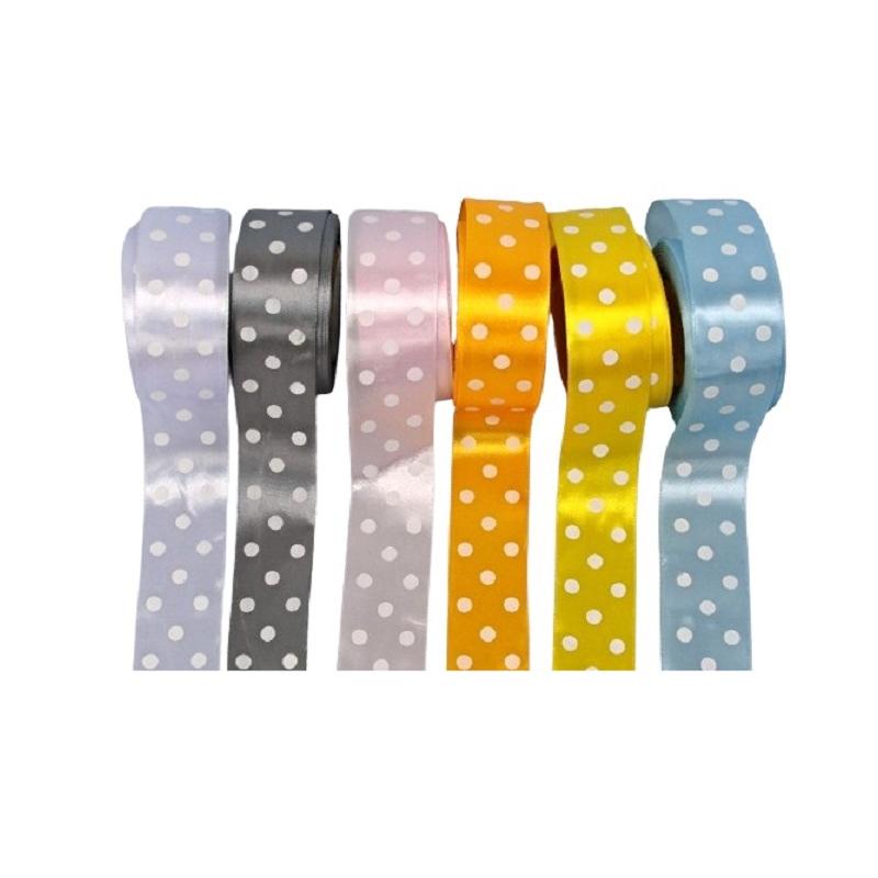 Taśma atłasowa w kropki 4,0 cmx25y FLO ART