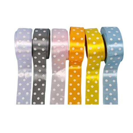Taśma atłasowa w kropki 4,0 cmx25y FLO ART