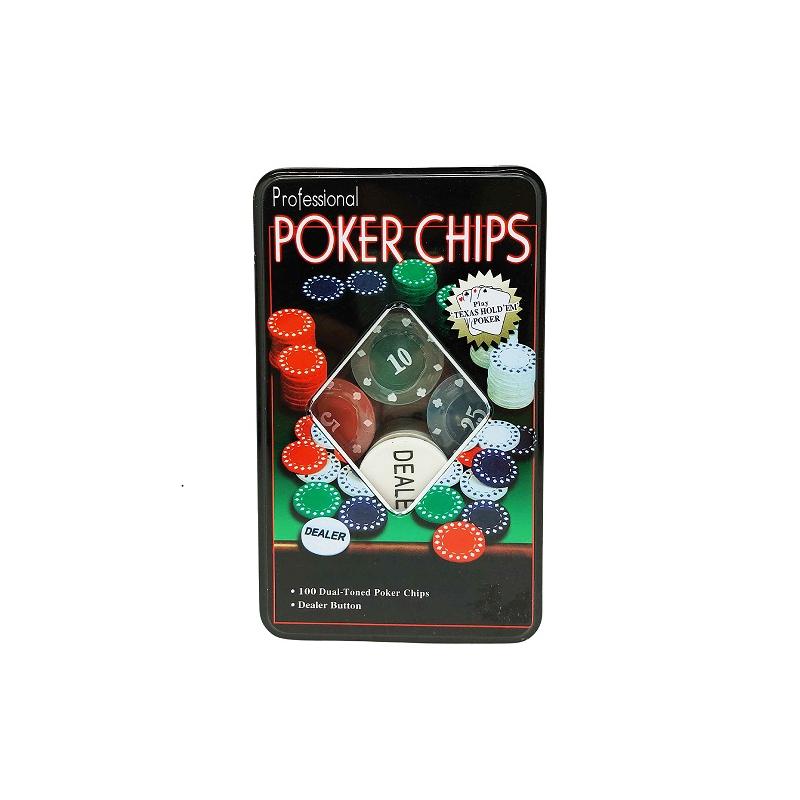 Gra Poker Chips w metalowym opakowaniu