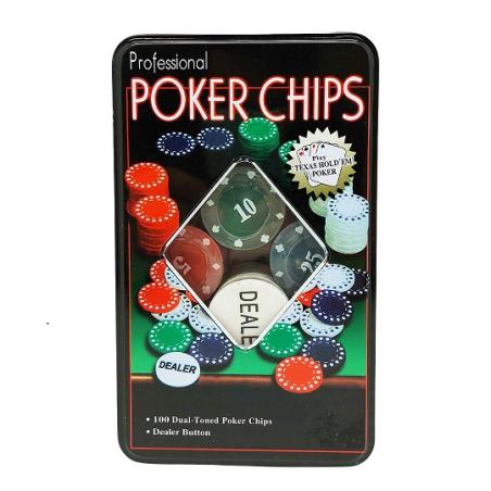 Gra Poker Chips w metalowym opakowaniu