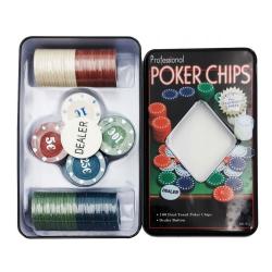 Gra Poker Chips w metalowym opakowaniu