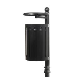 Kosz parkowy z popielnicą 110x35cm, stalowo-żeliwny 35l