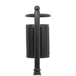 Kosz parkowy z popielnicą 110x35cm, stalowo-żeliwny 35l