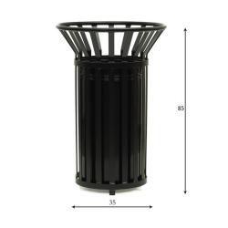Kosz parkowy z popielnicą 85cm, stalowo-żeliwny 35l