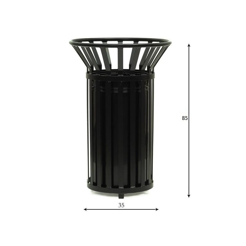 Kosz parkowy z popielnicą 85cm, stalowo-żeliwny 35l