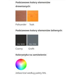 Kosz parkowy z popielnicą 60cm, stalowy z drewnem 35l