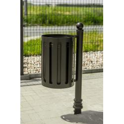 Kosz parkowy z popielnicą 110x35cm, stalowo-żeliwny 35l