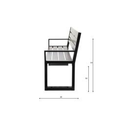 Parkowa ławka stalowa 180x50x85 cm z oparciem