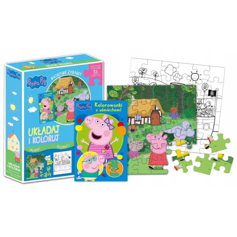 Świnka Peppa-układaj i koloruj ZAWADA