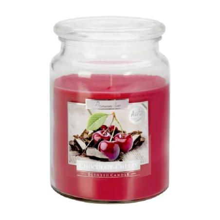 ŚWIECA W SZKLE CZEKOLADA-WIŚNIA