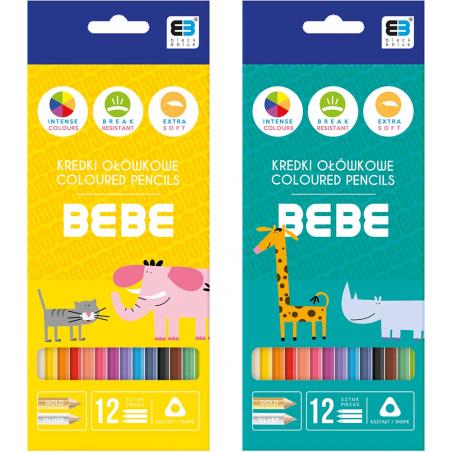 Kredki ołówkowe trójkątne BB Kids 12kol. INTERDRUK