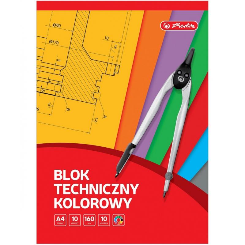 Blok techniczny A4 10k kolorowy HERLITZ