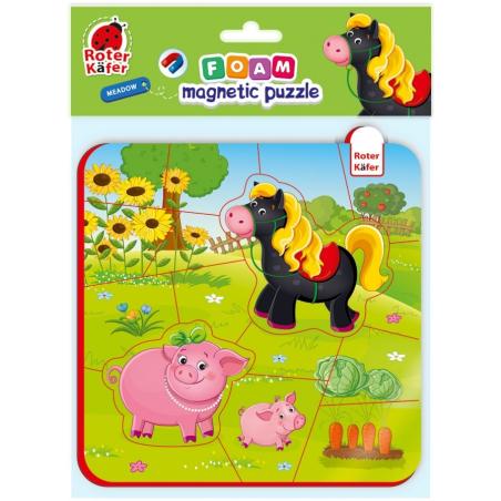 Piankowe puzzle magnetyczne Koń i świnki ROTER KAFER
