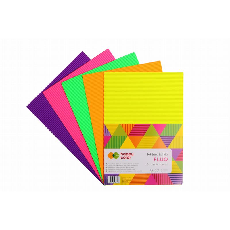 Tektura falista Fluo A4 5ark. HAPPY COLOR