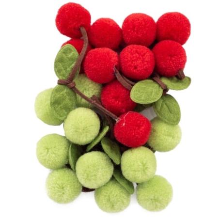 Фетр + помпони 20мм - Черешня 33521012- креативна стаття