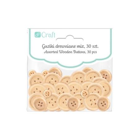 Guziki drewniane mix 30szt. naturalne CEGU-016 DPCRAFT