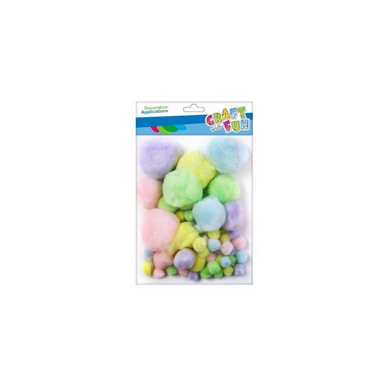 Pompon akrylowy 60szt pastel STARPAK
