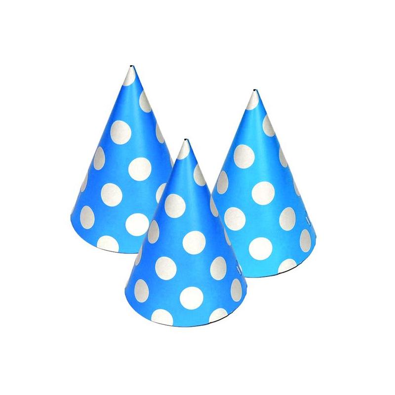 Синя шапочка з білими крапками 6 штук