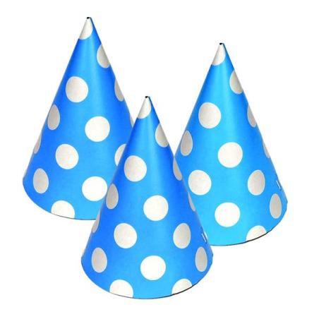 Синя шапочка з білими крапками 6 штук