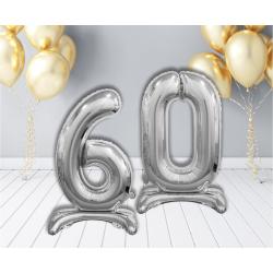 Повітряна куля з фольги B&C Стоячий номер 9, срібло 74см