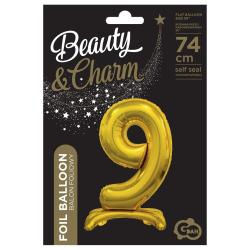 Повітряна куля з фольги B&C Стоячий номер 9, золото 74см