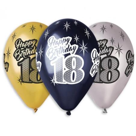 Balony premium "HAPPY BIRTHDAY 18'' metalic 6szt.