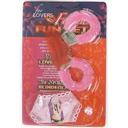 Zestaw kajdanki metalowe różowe FOR LOVERS