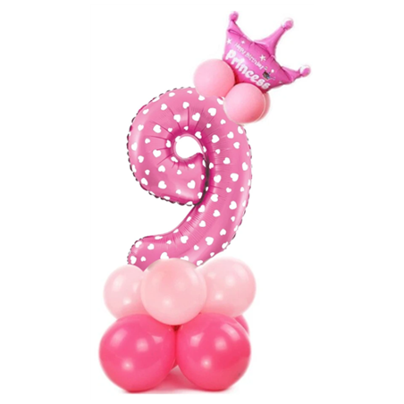 Набір на день народження 9 рожевих (14 шт)