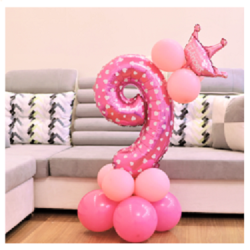 Набір на день народження 9 рожевих (14 шт)