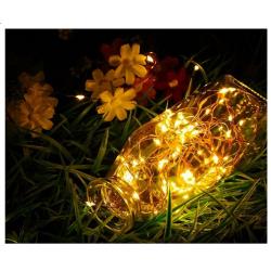 Lampki 20 LED 2m ciepłe światło czerwone/ziel/nieb. DEKORSTAR