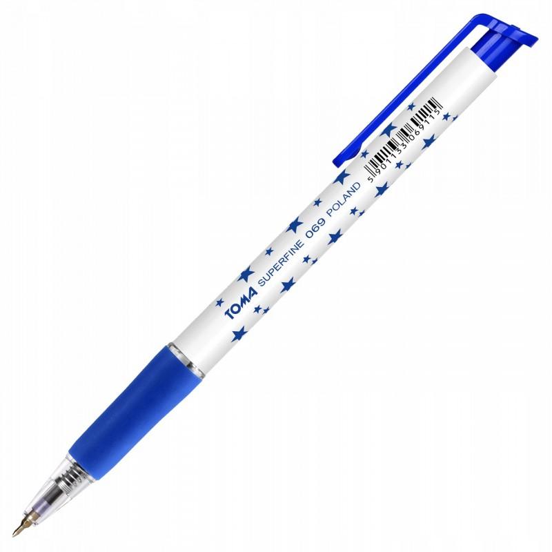 Długopis S-Fine Automat w gwiazdki niebieski TOMA