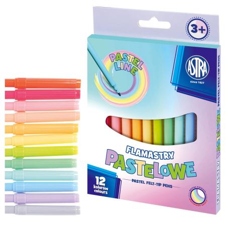 FLAMASTRY ASTRA CX - 12 KOLORÓW PASTELOWYCH