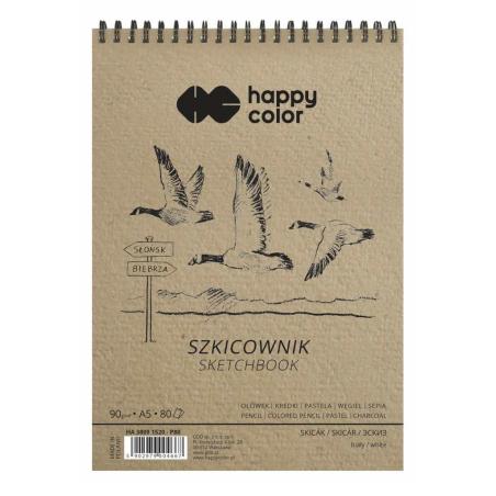 Szkicownik na spirali ptaki A5, biały, 80ark, HC