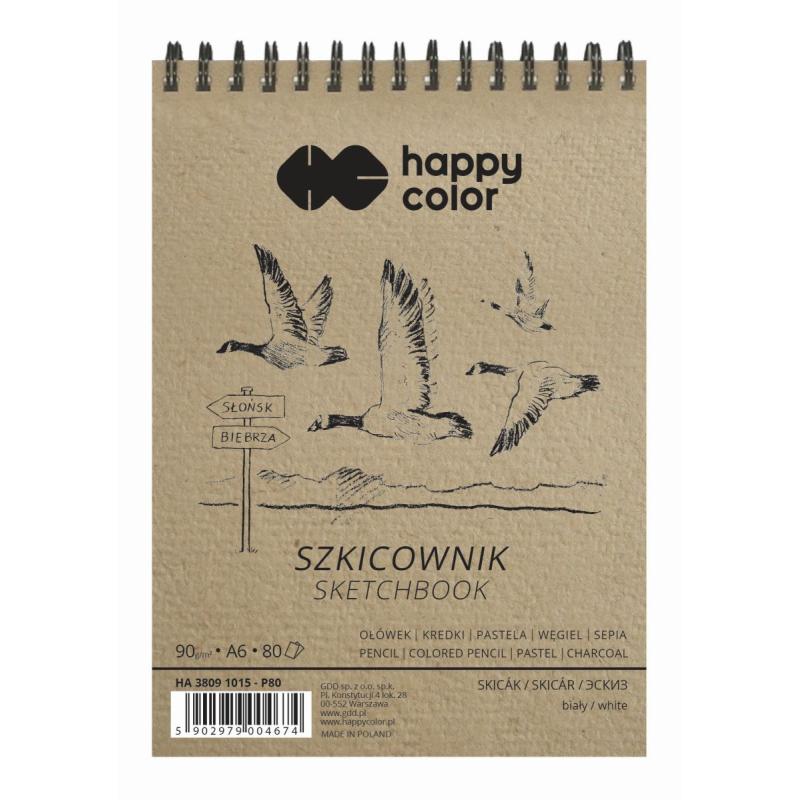 Szkicownik na spirali ptaki A6 biały 80ark. HAPPY COLOR