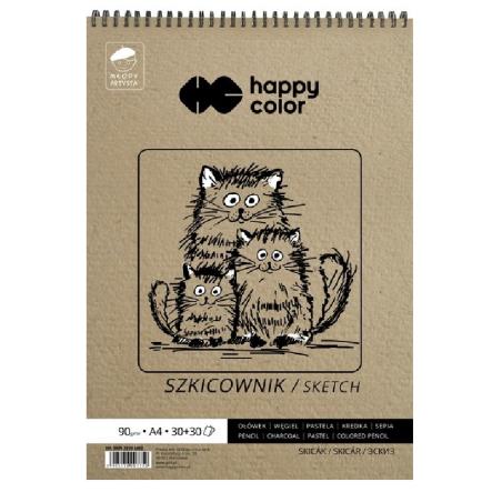 Szkicownik na spirali A4 60ark. HAPPY COLOR