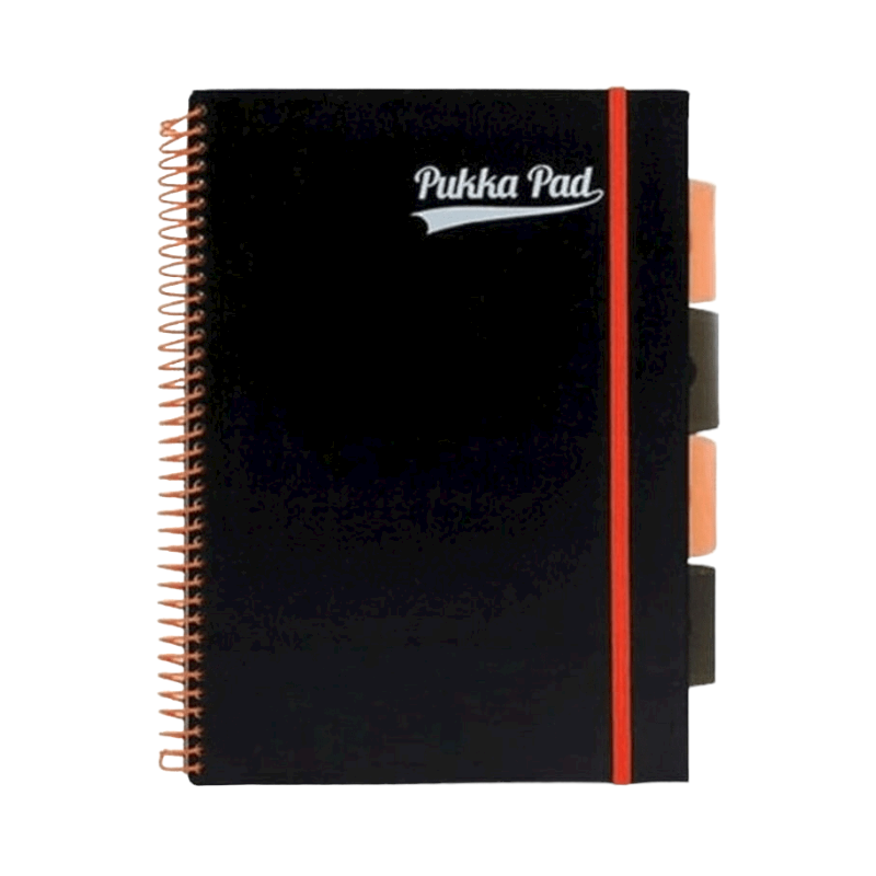 PUKKA design book pp неон чорний B5 решітка помаранчева