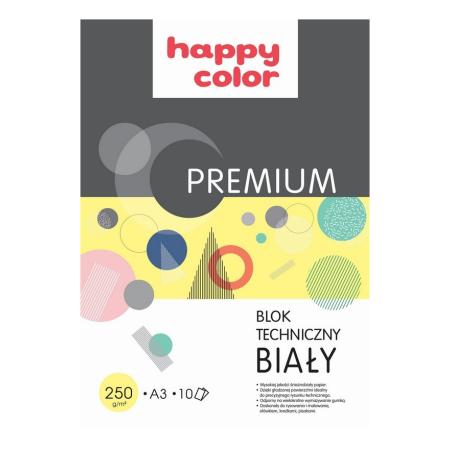 Blok techniczny A3 10ark biały 250g HAPPY COLOR