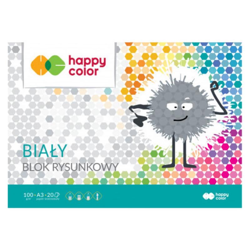 Blok rysunkowy A3 20ark biały 100g HAPPY COLOR