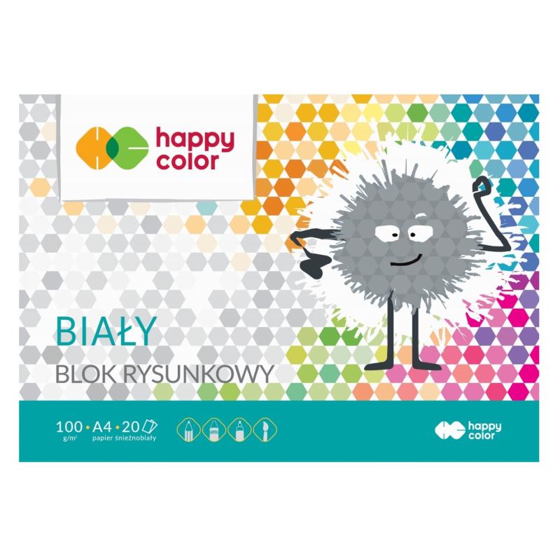 Blok Rysunkowy A4 20ark biały 100g HAPPY COLOR