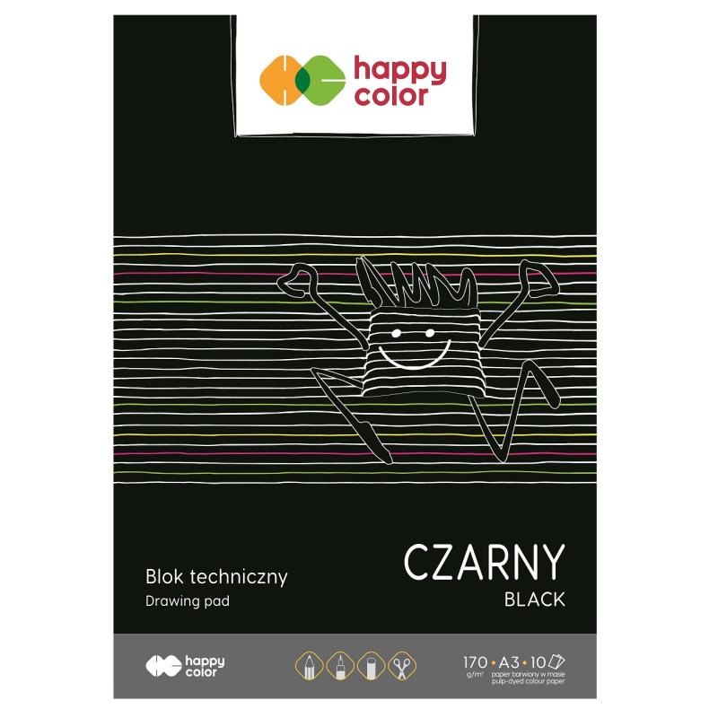 Blok techniczny czarny A3 170g 10ark. HAPPY COLOR