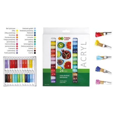 Farba akrylowa zestaw 24 kolorów x12ml Happy Color