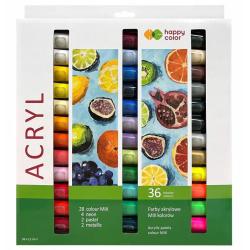 Farba akrylowa zestaw 36 kolorów x 12ml HAPPY COLOR