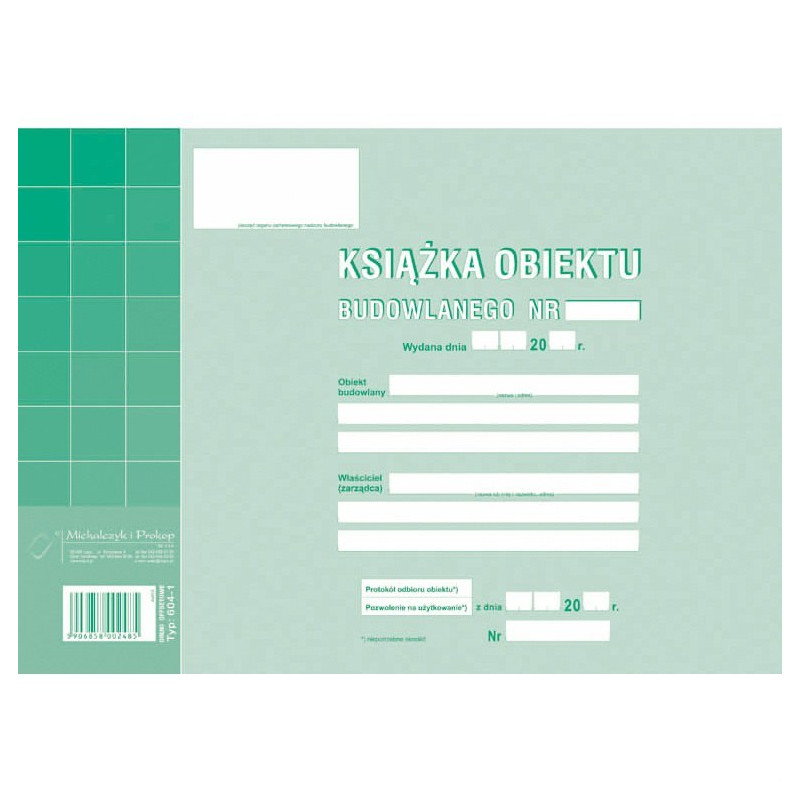 Książka obiektu budowlanego A4 604-1 MICH