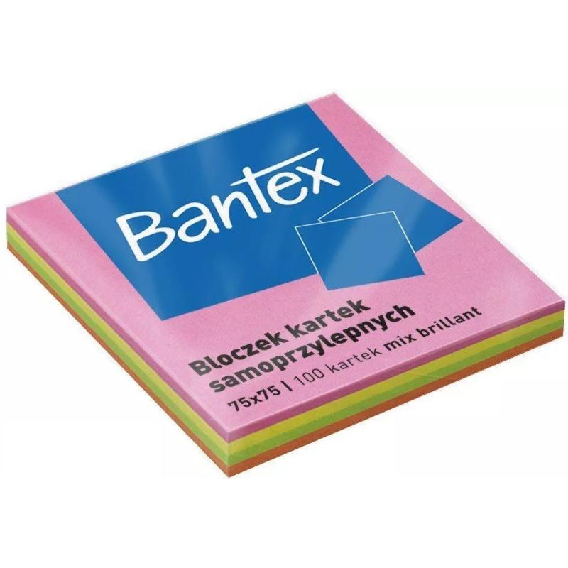 BANTEX Bloczek samoprzylepny 75*75 100k. kolor
