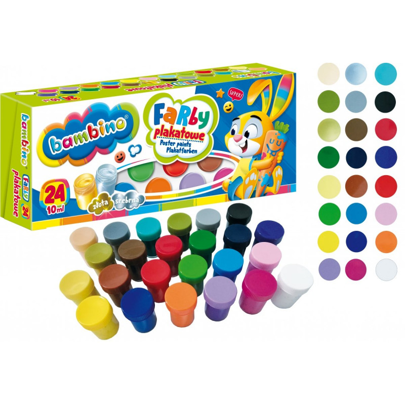 Farby plakatowe 24kol. 10 ml BAMBINO